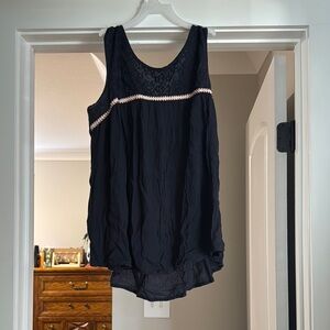 Japna Black Tank Top with White Trim